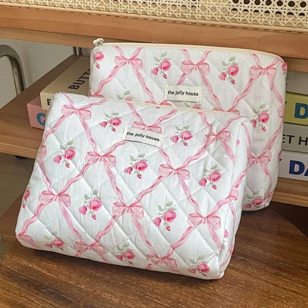 Quilted Bow Makeup Bag - Image 3